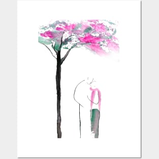 the kiss under a flowering tree Posters and Art